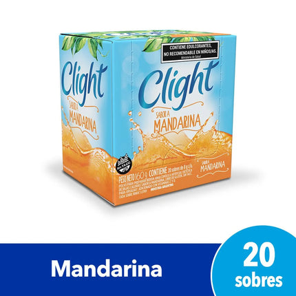 Jugo Clight sabor Mandarina Sin azucar, sin tacc 8 g / 0,28 oz (Caja de 20 sobres)