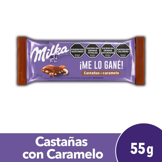 Chocolate con Castañas con Caramelo Milka, 55 g / 1,94 oz pack 6 unidades