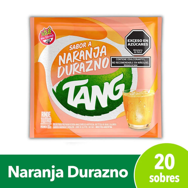 Tang Orange and Peach Flavor Juice, 18 g / 1.76 oz (Box of 20 sachets)
