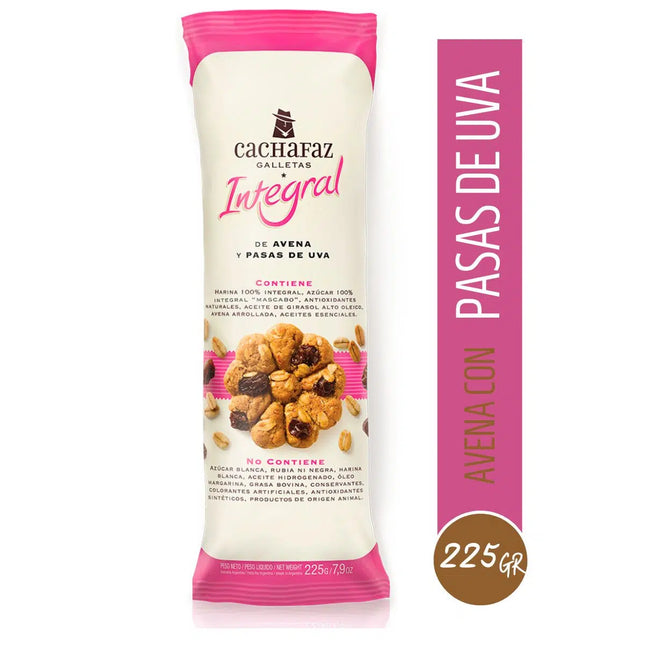 Galletitas Cachafaz con Avena y Pasas Integral, 225 g / 7.93 oz (Pack of 6)