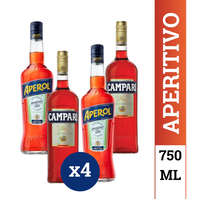Combo Aperol y Campari 750 ml – Pack x4 – Aperitivos italianos con envío internacional