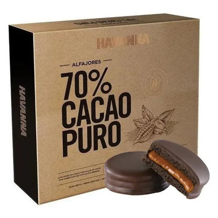 Alfajor Havanna de Chocolate 70 % Cacao Puro, 65 g / 2.29 oz (Box of 9)