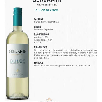 Vino Blanco Benjamin Nieto Senetiner Dulce Coleccion Tardia, 750 ml / 25.36 oz
