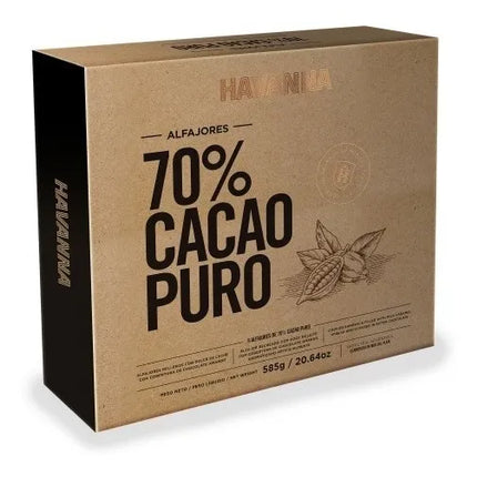 Alfajor Havanna de Chocolate 70 % Cacao Puro, 65 g / 2.29 oz (Box of 9)