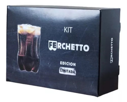 Kit - Vaso Fernet Ferchetto Botella Cortada + Posa Vaso + Revolvedor (Pack 2)