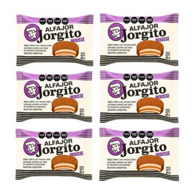 Alfajor Jorgito de Mousse de Chocolate, 45 g / 1.6 oz (pack of 6)