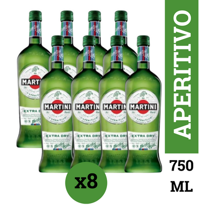 Martini Extra Dry Vermouth Pack x8 botellas 1000 ml aperitivo italiano seco herbal y cítrico ideal para cocktails Dry Martini