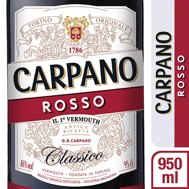 Carpano Rosso Clásico 950 ml – Vermut italiano con notas de naranja amarga y caramelo