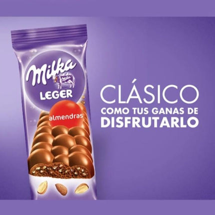 Chocolate con almendras Milka Leger aireado 110g pack 6 unidades