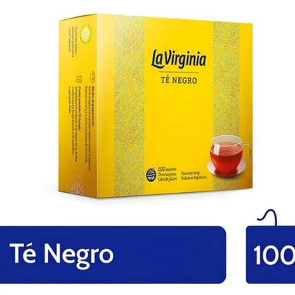 Te Negro La Virginia clasico , caja 100 saquitos individuales, 200g/7.05oz