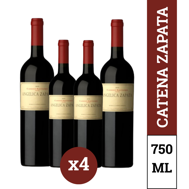 Angélica Zapata Cabernet Sauvignon Pack x4 – 750 ml / 25.3 oz cada botella – Vino Tinto Argentino Premium de Mendoza
