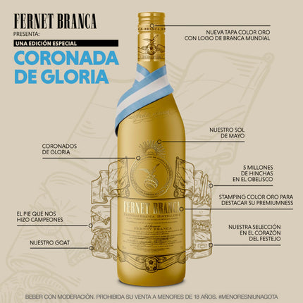 Fernet Argentino Branca Edicion Mundial, 750 ml / 25.36 oz
