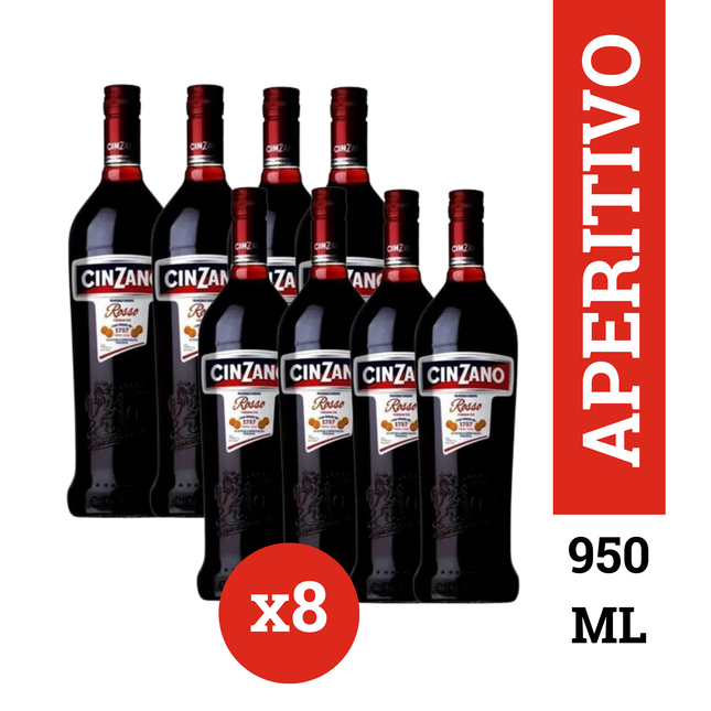 Combo de 8 Cinzano Rosso Vermut, 1000 ml /  33.8 oz