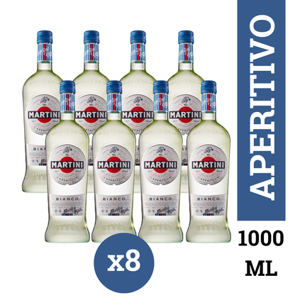Martini Bianco Vermut Italiano pack x8 botellas 1000 ml – vermut premium para bares y coctelería internacional