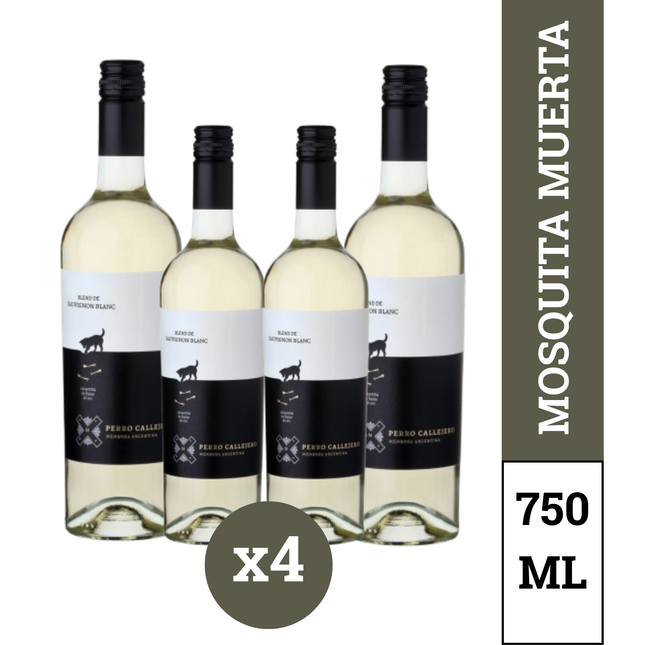 Perro Callejero Sauvignon Blanc Pack x4 – Vino Blanco Argentino de Mendoza 750 ml / 25.3 oz
