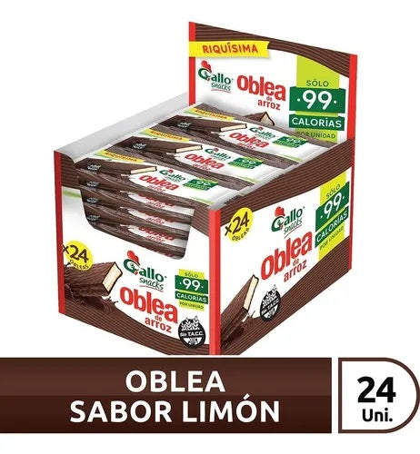 Lemon-filled rice wafer No TACC Gallo, 20 g / 0.02 oz (Box of 24 units)
