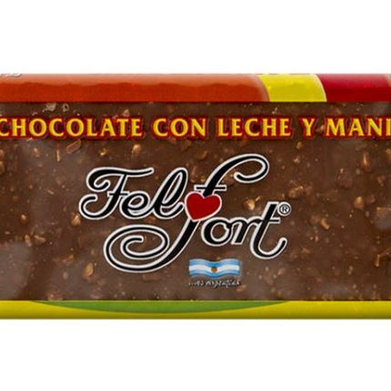Chocolate con Leche y Maní Felfort, 75 g / 2,64 oz caja con 10 tabletas